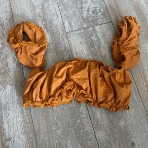 Orange Ruffled Off-Shoulder Top